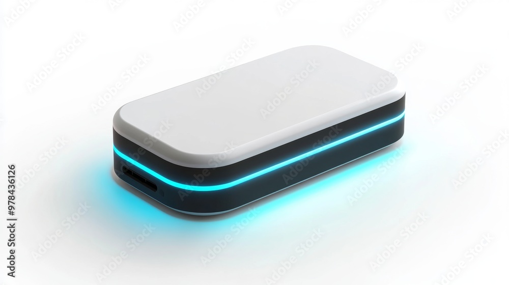 Innovative Food Allergen Detection Device with Glowing LED Interface on White Background Innovative Food Allergen Detection Device with Glowing LED Interface on White Background