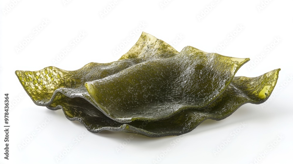 Fototapeta premium Eco-Friendly Innovation: Seaweed Edible Packaging with Natural Textures on White Background