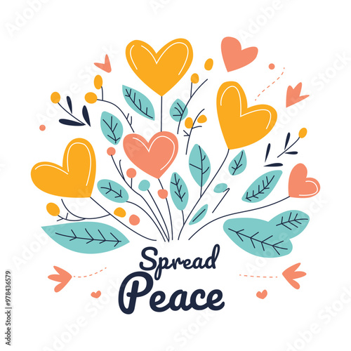 Spread Peace with Romantic Love Heart Floral Flower Bouquet Background