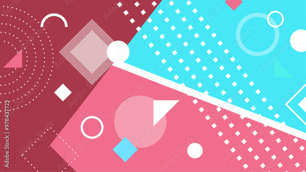 Abstract geometric pattern with colorful shapes in a dynamic composition of blue and pink hues. This vibrant abstract image features a geometric pattern with various shapes Abstract geometric pattern with colorful shapes in a dynamic composition of blue and pink hues. This vibrant abstract image features a geometric pattern with various shapes