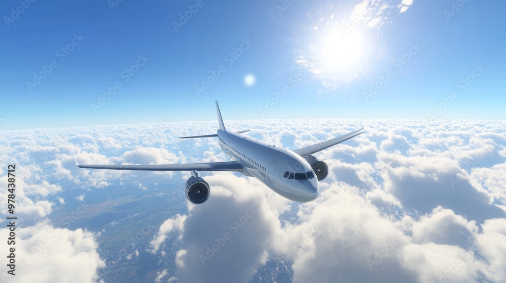 Fototapeta premium 上空を舞う飛行機