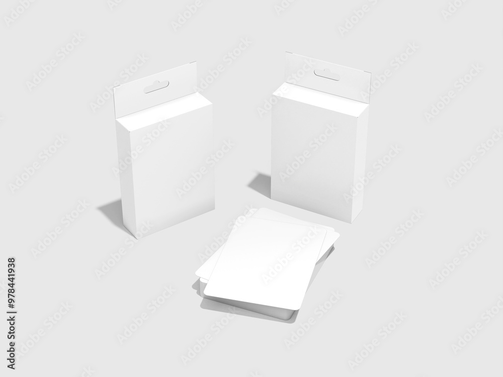 3D Render Of A Blank Cards Game With Box Mockup 3D Render Of A Blank Cards Game With Box Mockup