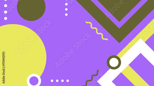 Vibrant Abstract Geometric Shapes on Purple Background. Dynamic abstract design featuring geometric shapes in yellow and brown against a vibrant purple background