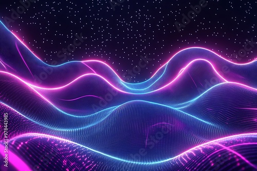 Abstract color waves with lights in the background Generative Ai