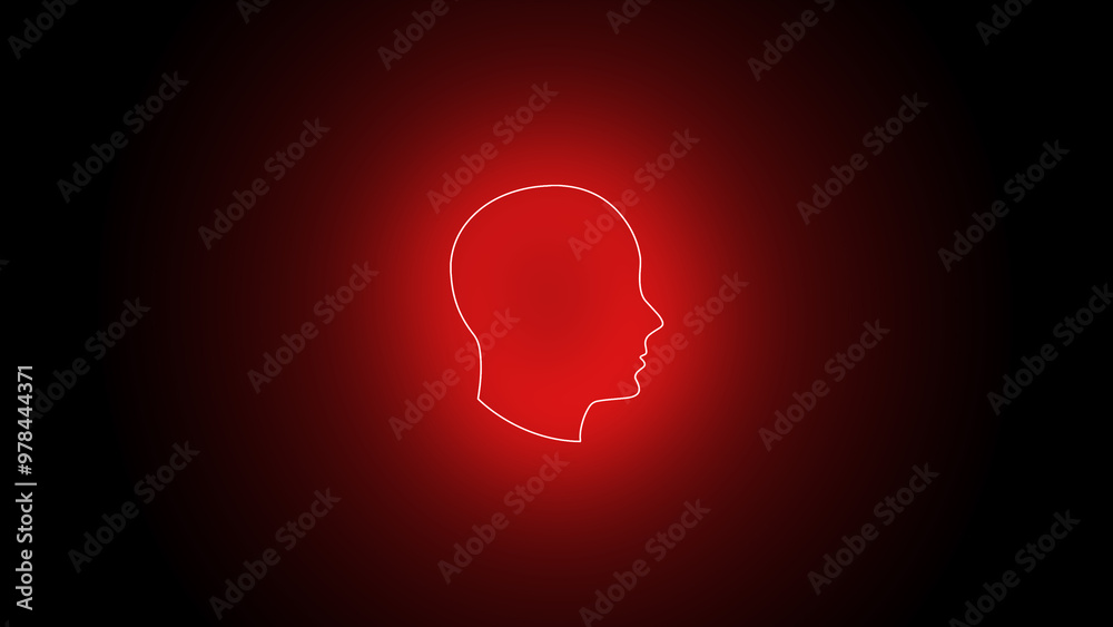 Neon head icon. Human head profile. Neon head icon. Human head profile.