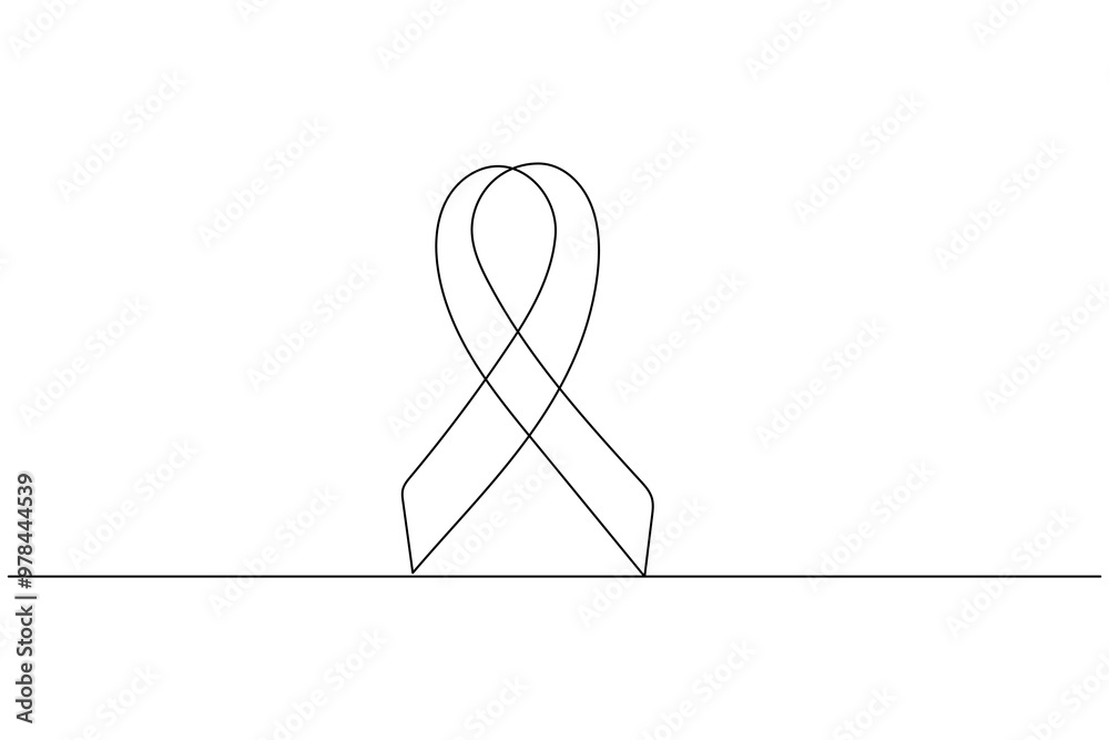 World aids day ribbon one line drawing and isolated continuous single outline vector icon World aids day ribbon one line drawing and isolated continuous single outline vector icon