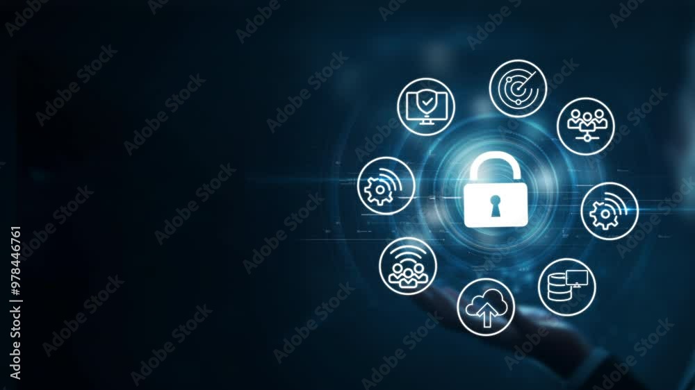 Internet network security concept with icons.