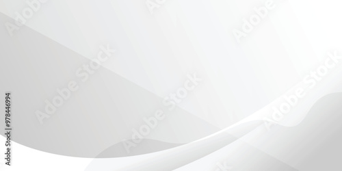 Minimal white and grey abstract background with dynamic waves. Vector illustration photo