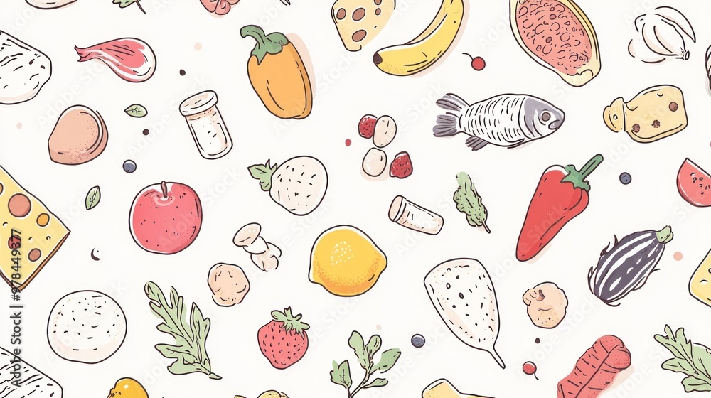 Colorful Illustration of Fresh Ingredients