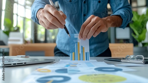 Business Meeting with Embedded Finance Charts on Clean Table  photo