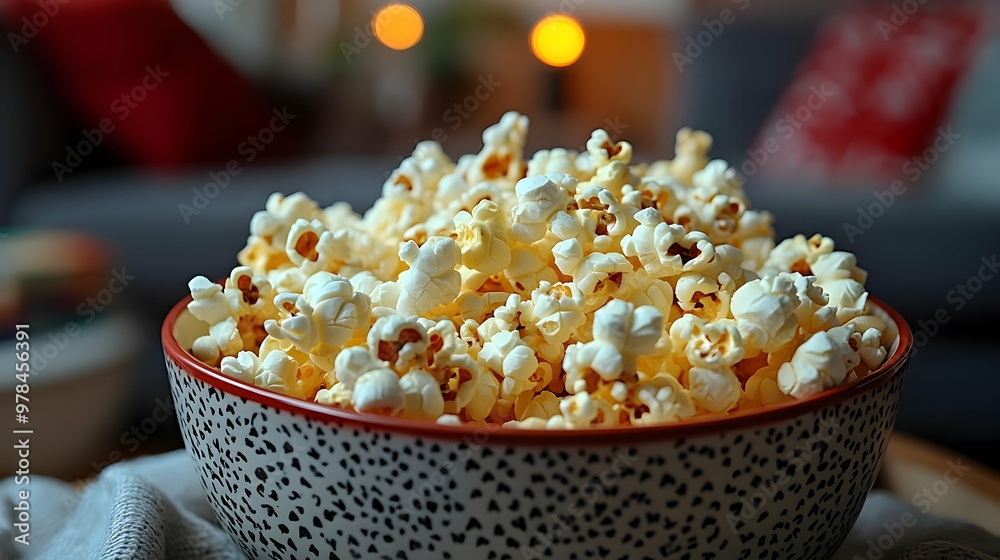 Bowl of Popcorn for Movie Night, Perfect for a Relaxing Evening Bowl of Popcorn for Movie Night, Perfect for a Relaxing Evening