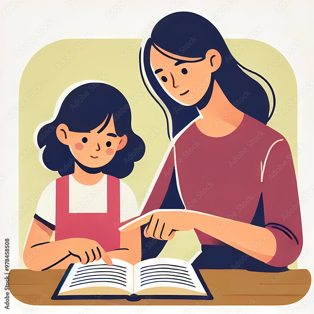 Mother Helping Daughter with Reading
Mother Helping Daughter with Reading