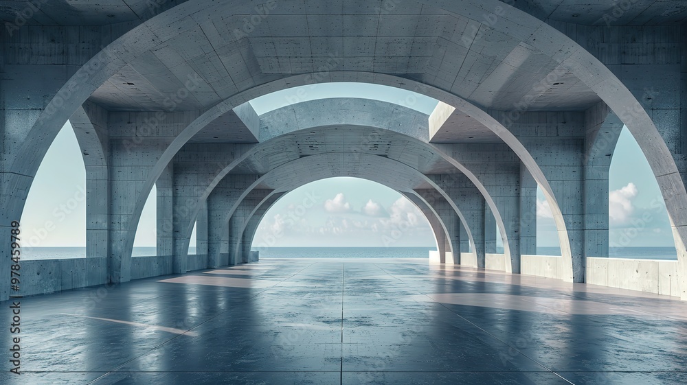 futuristic architecture with empty concrete floor. Scene for car presentation futuristic architecture with empty concrete floor. Scene for car presentation