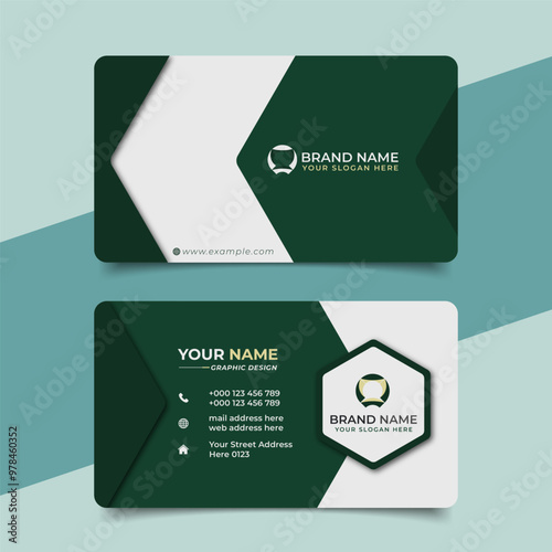 Creative modern green business card design, name card corporate visiting card and simple clean template vector design