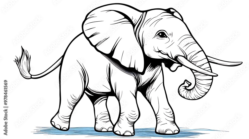 Fototapeta premium Cheerful Elephant Outline for Kids Coloring and Artwork