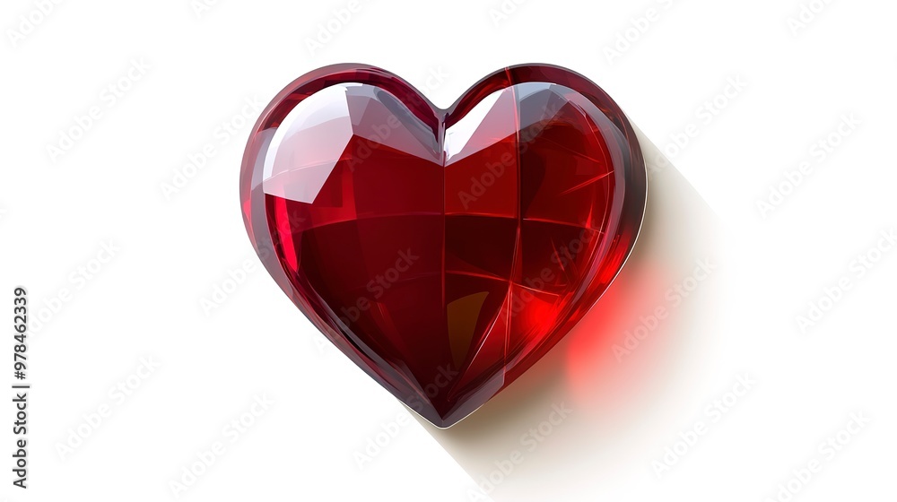 Big shiny red heart with shadow and glare on white background. Raster version. Big shiny red heart with shadow and glare on white background. Raster version.