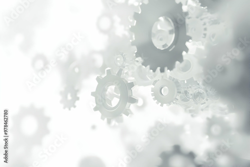 White gears in a blurred background.