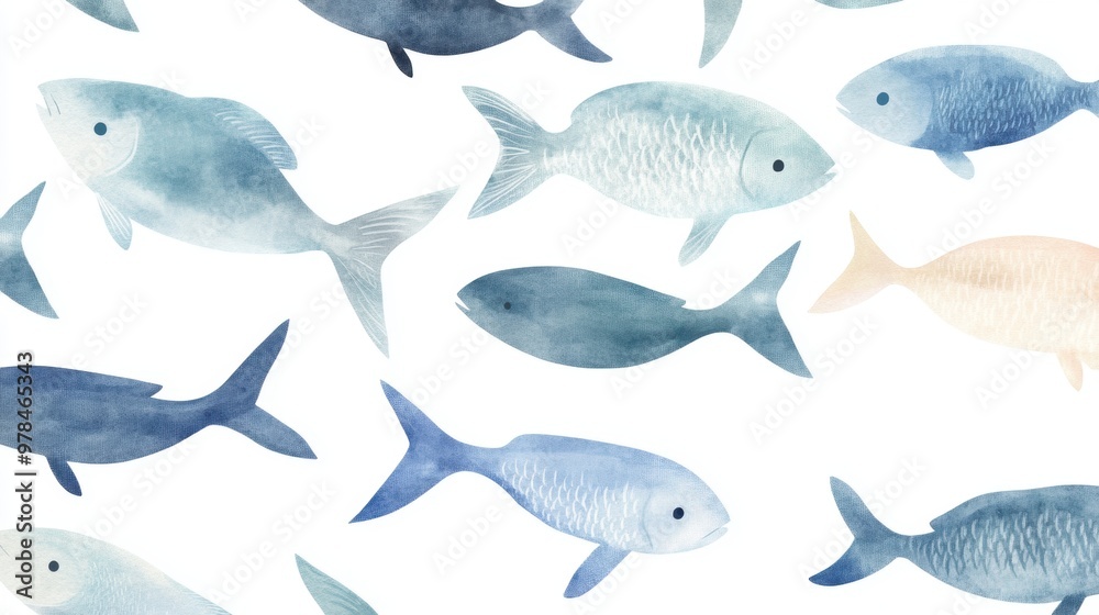 Watercolor Fish Pattern. Watercolor Fish Pattern.