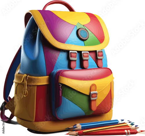 Back to school with school bag and others element illustration