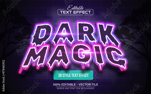 Dark magic glowing text effect editable