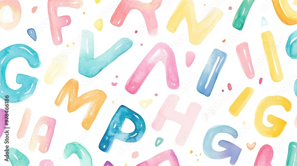 Watercolor Alphabet Pattern. Watercolor Alphabet Pattern.