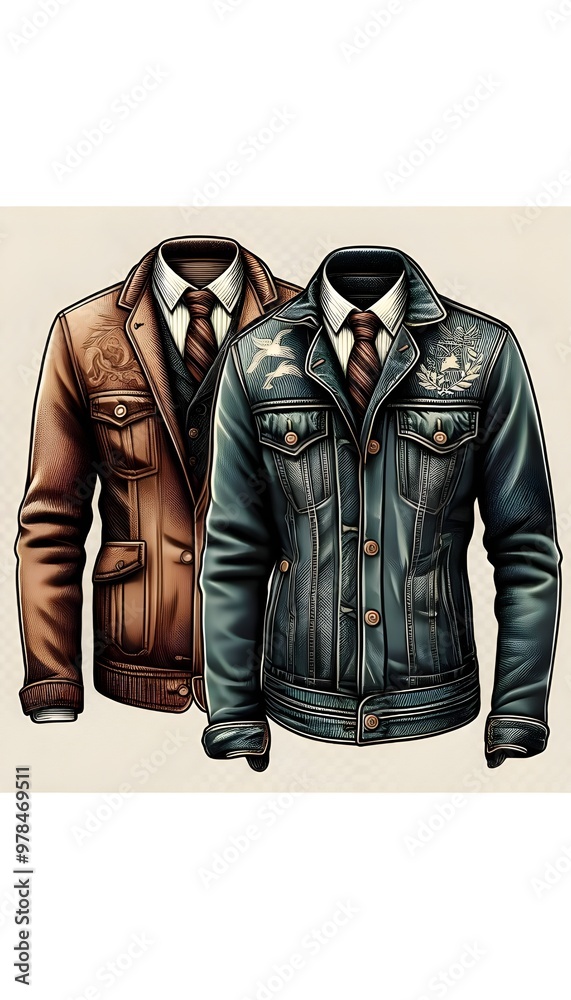 Fototapeta premium man jacket vintage illustration isolated on transparent background