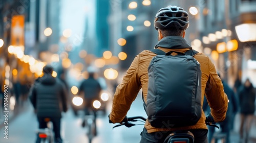 Wallpaper Mural A cyclist navigating a vibrant city street, capturing the essence of urban life and the joy of biking amidst the hustle. Torontodigital.ca