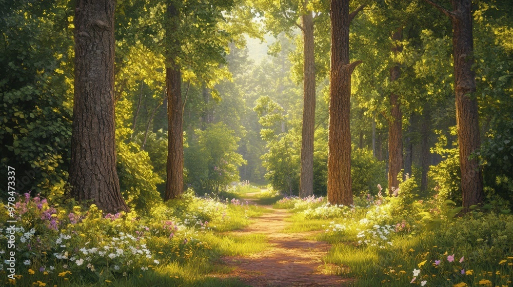 Sunlit Forest Path. Sunlit Forest Path.