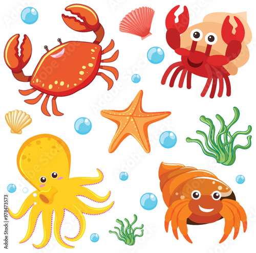 Underwater Sea Creatures Illustration
