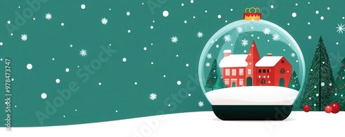 Wallpaper Mural Christmas Eve snow globe, festive town inside, flat design illustration Torontodigital.ca