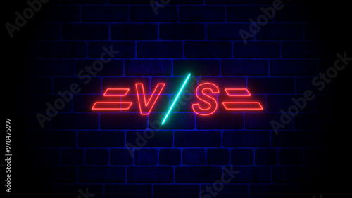 vs neon icon on brick wall. versus battle fight match.