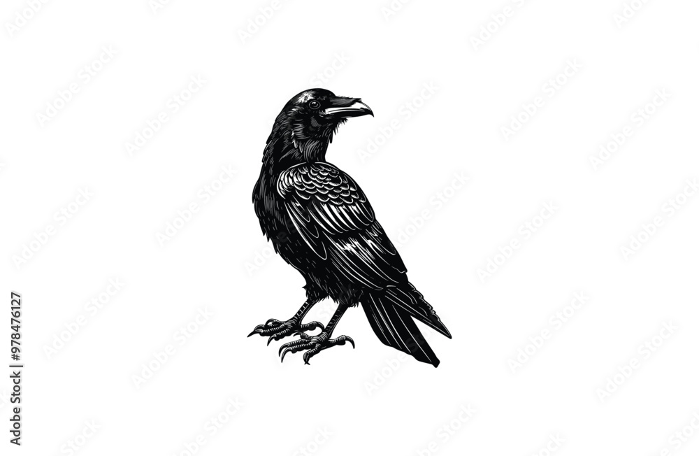 Obraz premium Raven logo vector icon illustration