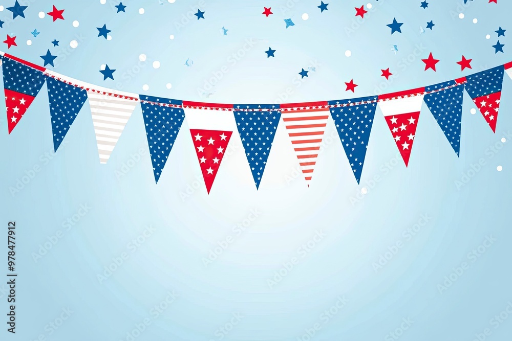 Obraz premium A blue and white memorial day banner with stars and stripes .generative ai