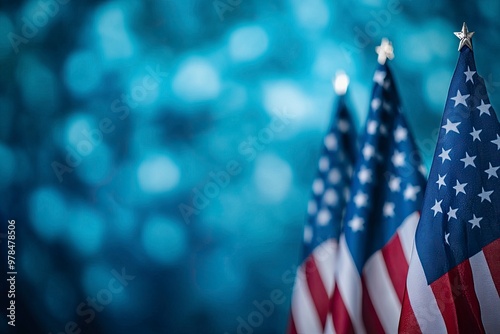 A blue and white memorial day banner with stars and stripes .generative ai