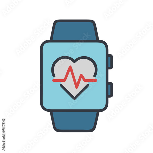  wearable health tracker icon, phone with heart icon