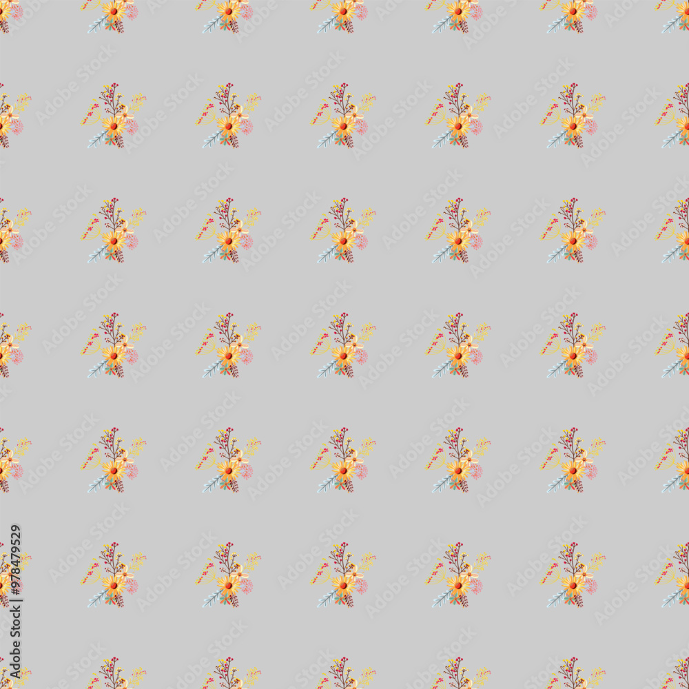 Fototapeta premium Winter Florals Vector Pattern Design