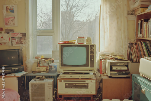 Vintage Television and Electronics in Retro Home Interior