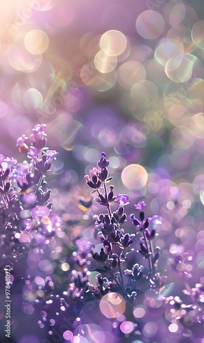 Lavender flowers and bokeh background.