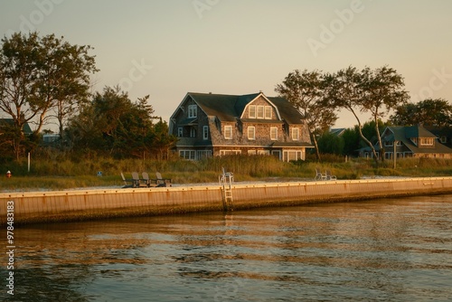 Obraz na płótnie Houses along the bay in Saltaire, on Fire Island, New York w salonie
