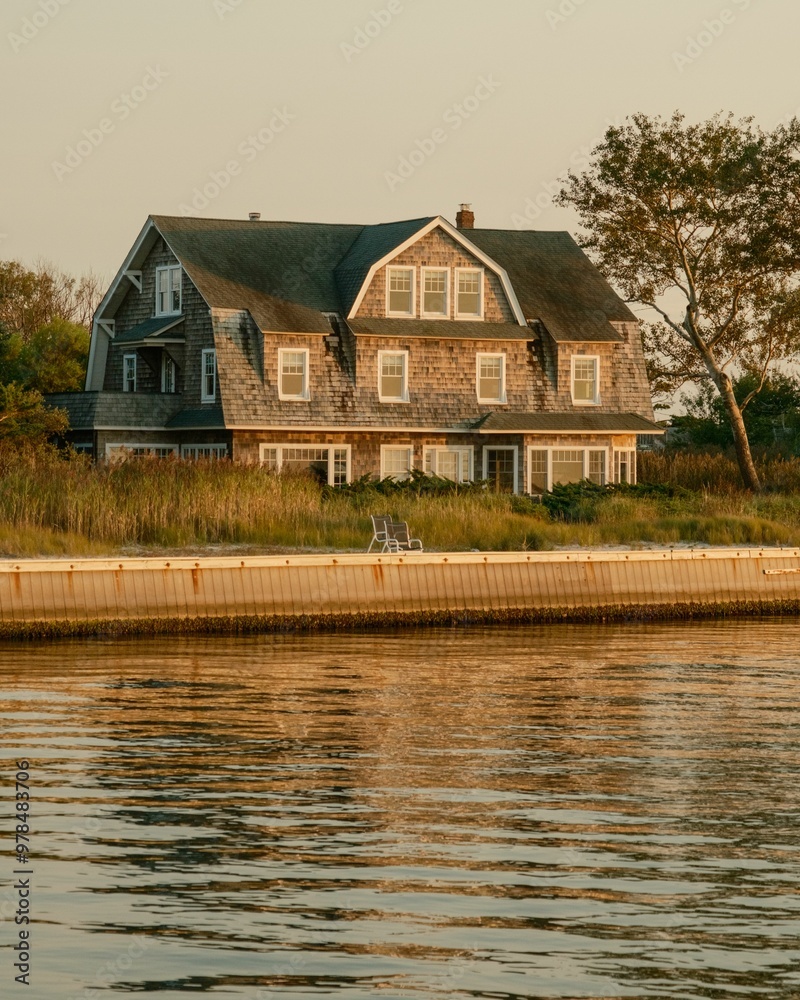 Houses along the bay in Saltaire, on Fire Island, New York