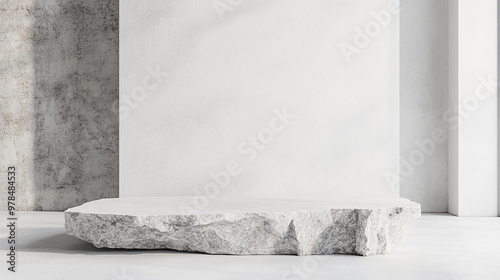 product setting podium rough stone slab white concrete