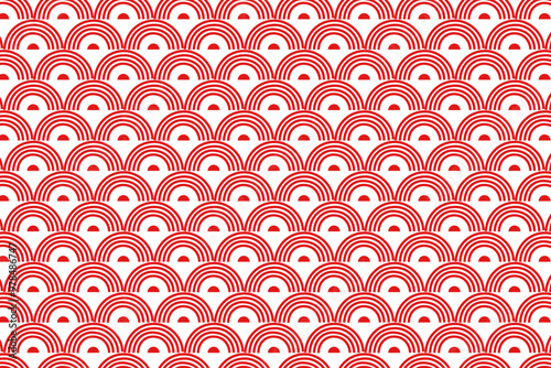 Seamless pattern with red overlapping scallops vector background
