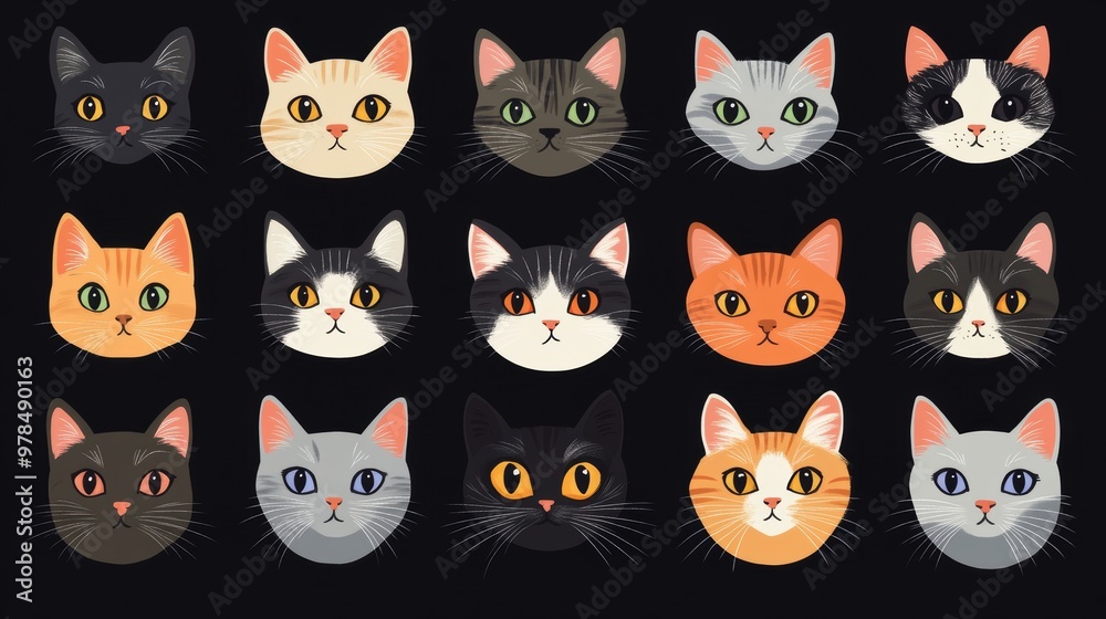 Cat Faces Pattern. Cat Faces Pattern.
