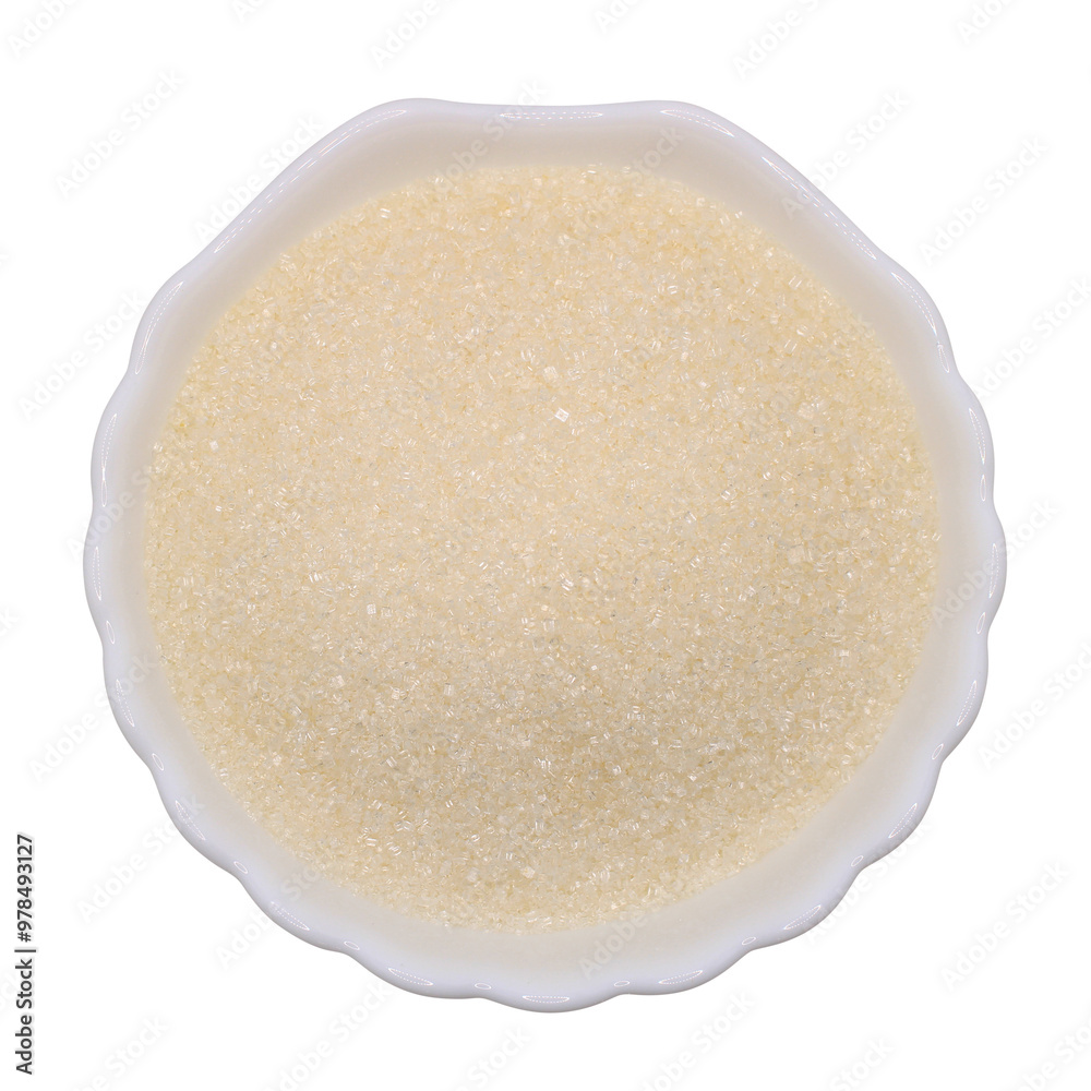 Brown cane sugar in a transparent round bowl. Sweetener Brown cane sugar in a transparent round bowl. Sweetener