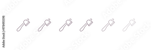 inclined ax  outline icon. Linear vector from construction concept. 6 different line style inclined ax  icon included thin, light, regular, medium, bold, black