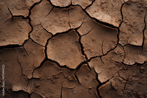 High-Resolution Mud-Covered Landscape Post-Rainfall: Capturing the Intricate Textures and Patterns of Brown Clay and Glossy Water Patches