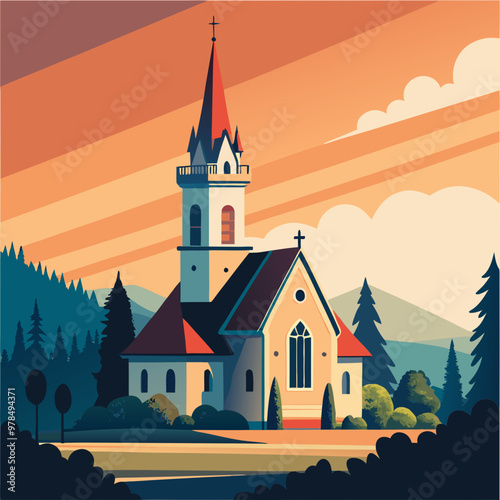 vector illustration of church