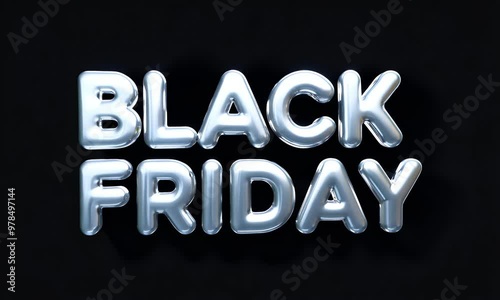 3d black friday text inflates and floats like balloons, offering a striking visual effect for promotional material on a dark backdrop
