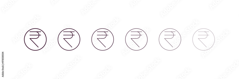 rupee  outline icon. Linear vector from cryptocurrency concept. 6 different line style rupee  icon included thin, light, regular, medium, bold, black