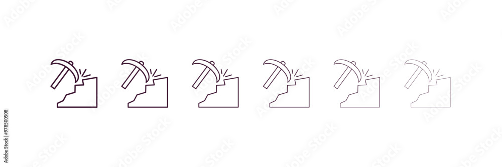 mining outline icon. Linear vector from cryptocurrency concept. 6 different line style mining icon included thin, light, regular, medium, bold, black mining outline icon. Linear vector from cryptocurrency concept. 6 different line style mining icon included thin, light, regular, medium, bold, black